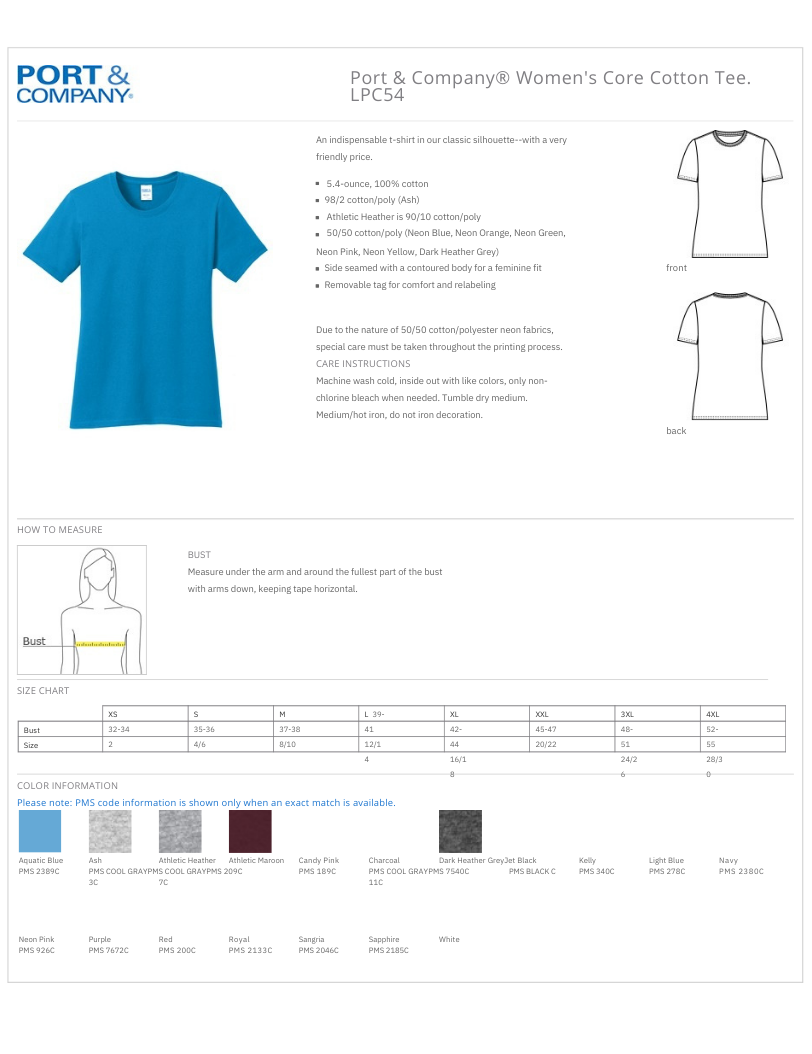 port & company woman's sizing chart